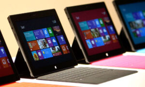 Microsoft Surface tablet computer with keyboard cover