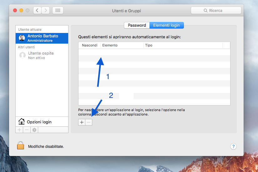 disattivare programmi avvio automatico mac