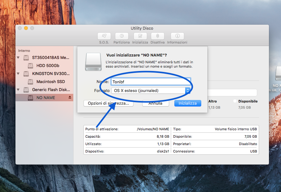 come formattare pen drive su mac OS X 3