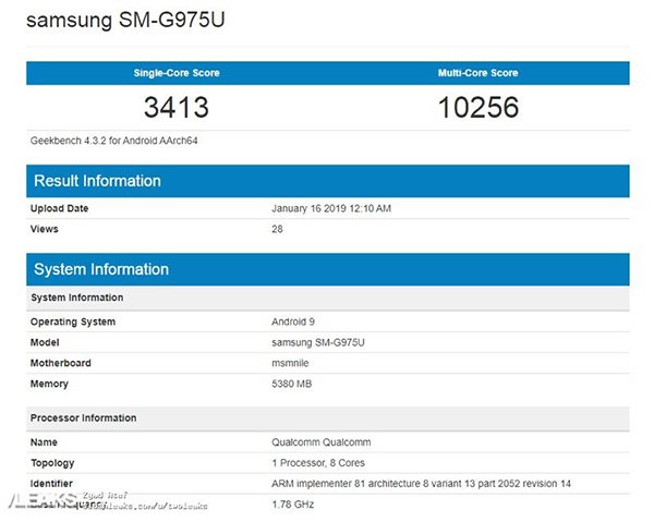 dati benchmark di samsung sm g9775u