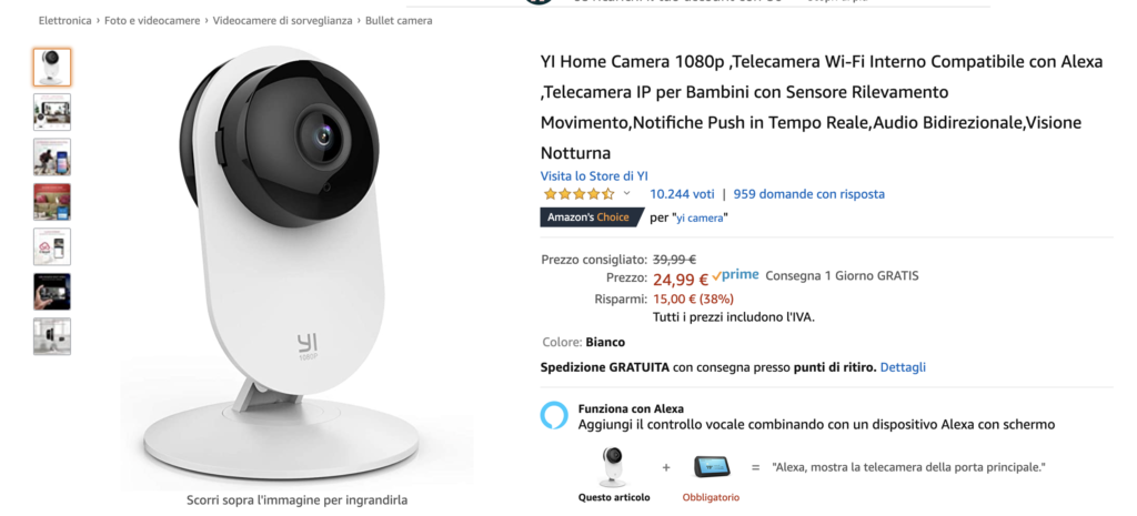 YiTechnology telecamera di sicurezza interna